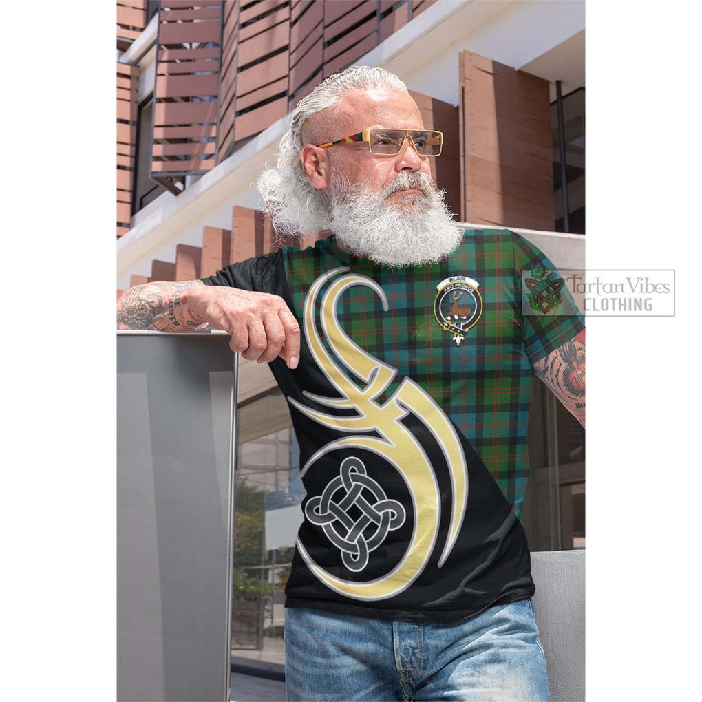 Tartan Vibes Clothing Blair Ancient Tartan Cotton T-shirt with Family Crest and Celtic Symbol Style