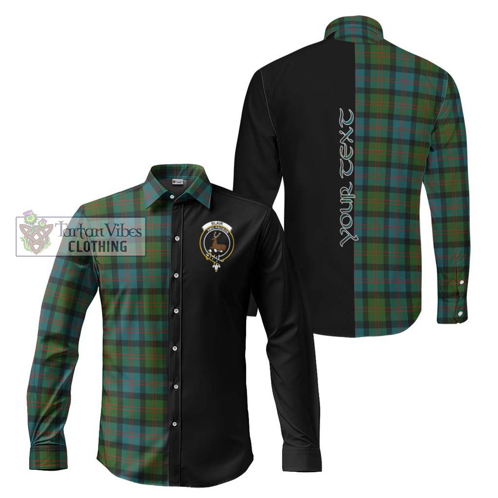 Blair Ancient Tartan Long Sleeve Button Shirt with Family Crest and Half Of Me Style Men's Shirt S - Tartanvibesclothing Shop