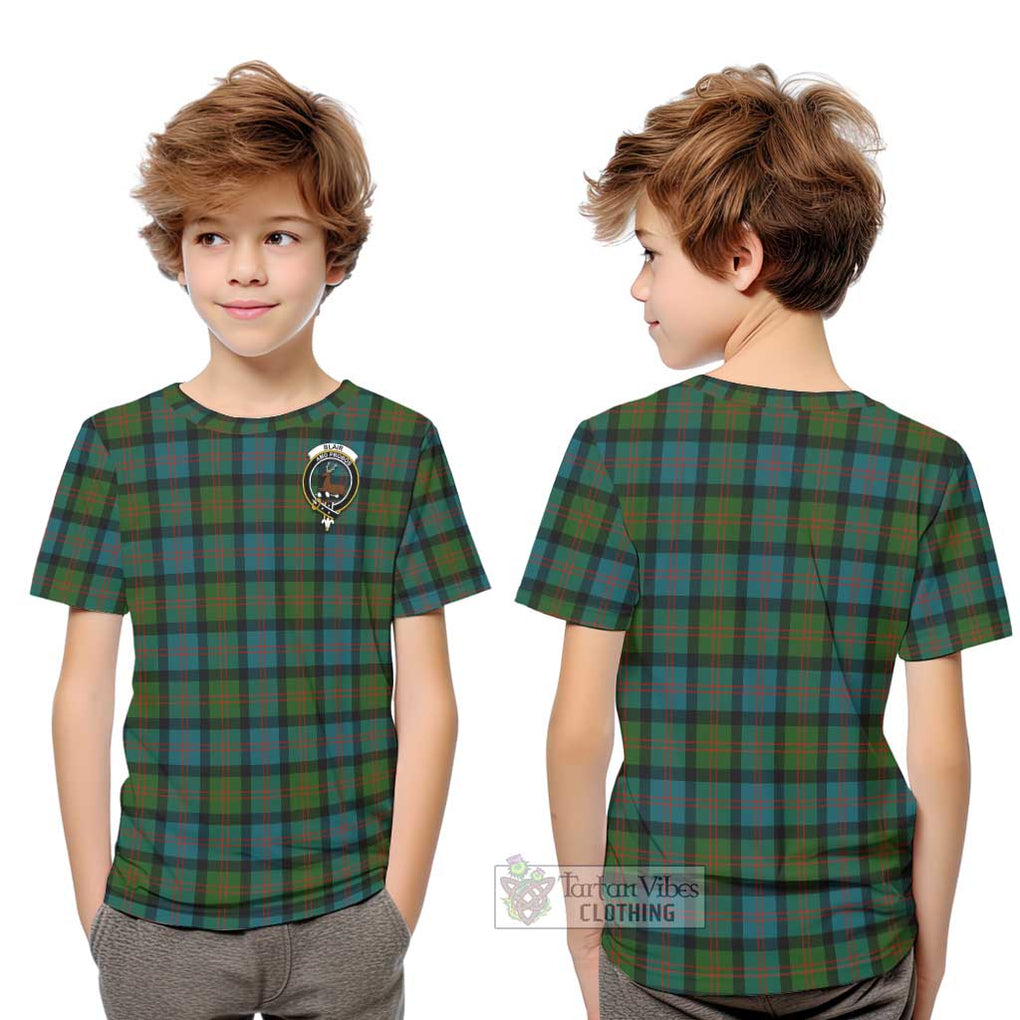 Blair Ancient Tartan Kid T-Shirt with Family Crest Youth XL Size14 - Tartanvibesclothing Shop