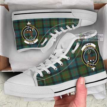 Blair Ancient Tartan High Top Shoes with Family Crest