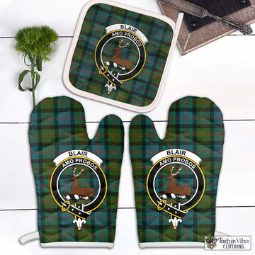 Blair Ancient Tartan Combo Oven Mitt & Pot-Holder with Family Crest White - Tartan Vibes Clothing