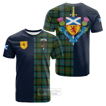 Blair Ancient Tartan Cotton T-shirt Alba with Scottish Lion Royal Arm Half Style