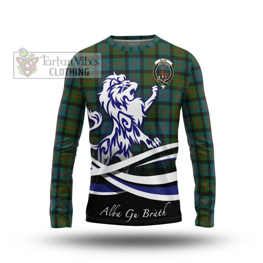 Blair Ancient Tartan Long Sleeve T-Shirt with Alba Gu Brath Regal Lion Emblem Unisex - Tartanvibesclothing Shop