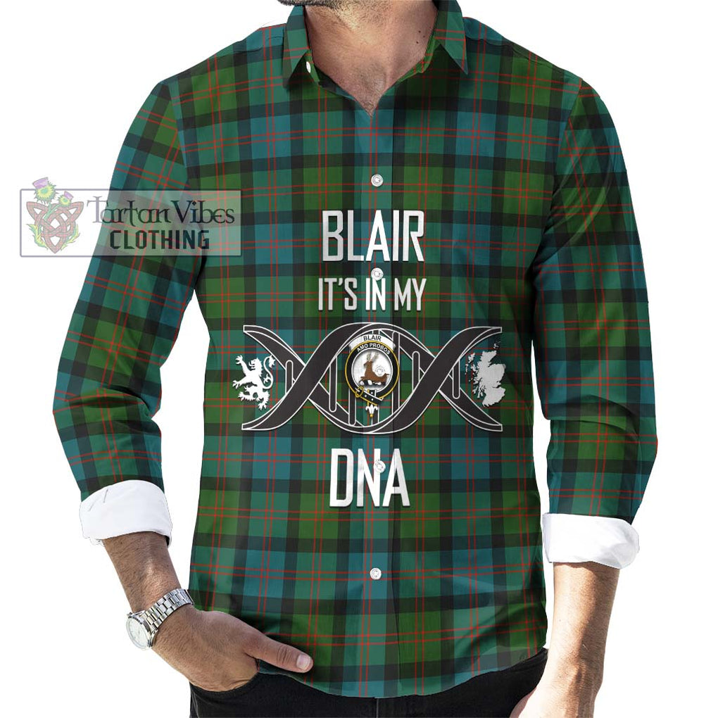 Blair Ancient Tartan Long Sleeve Button Shirt with Family Crest DNA In Me Style Men's Shirt S - Tartanvibesclothing Shop