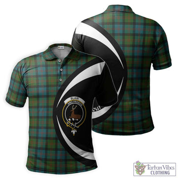 Blair Ancient Tartan Men's Polo Shirt with Family Crest Circle Style