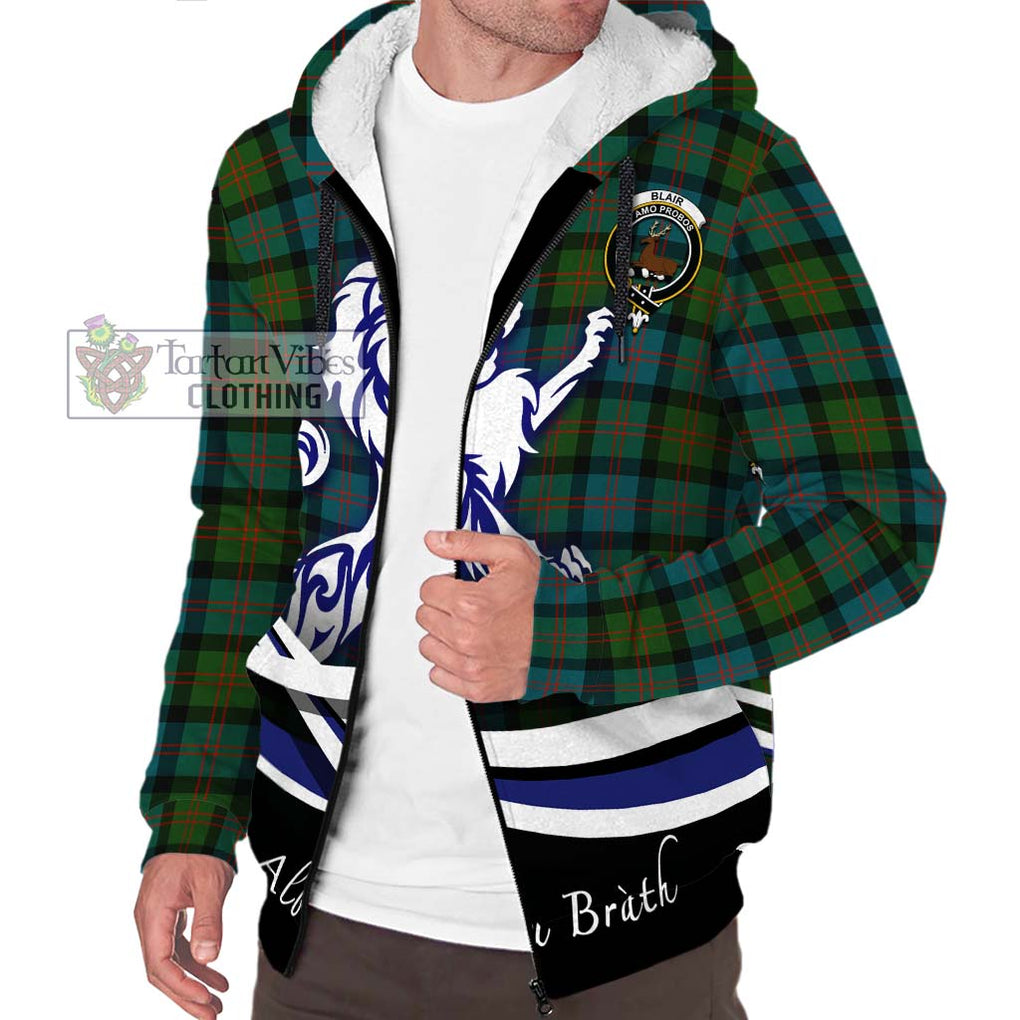 Blair Ancient Tartan Sherpa Hoodie with Alba Gu Brath Regal Lion Emblem Unisex S - Tartanvibesclothing Shop