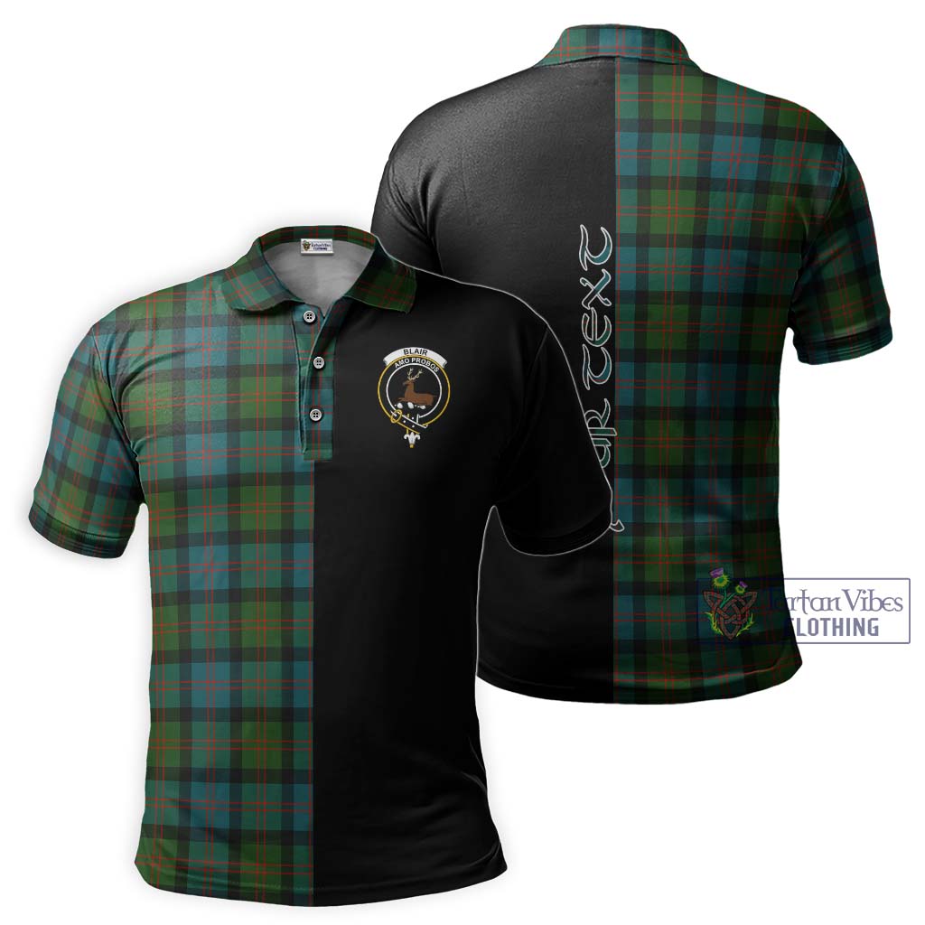 Tartan Vibes Clothing Blair Ancient Tartan Polo Shirt with Family Crest and Half Of Me Style