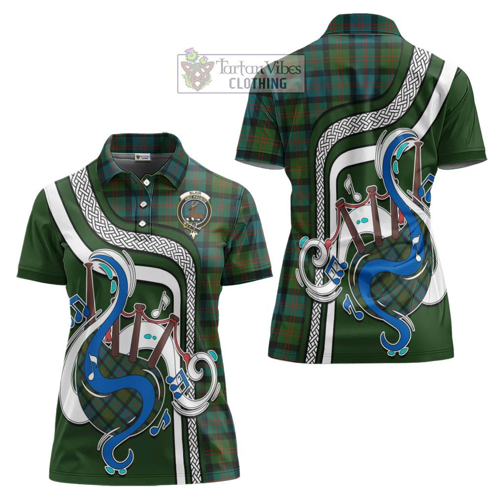 Blair Ancient Tartan Women's Polo Shirt with Epic Bagpipe Style Women - Tartanvibesclothing Shop