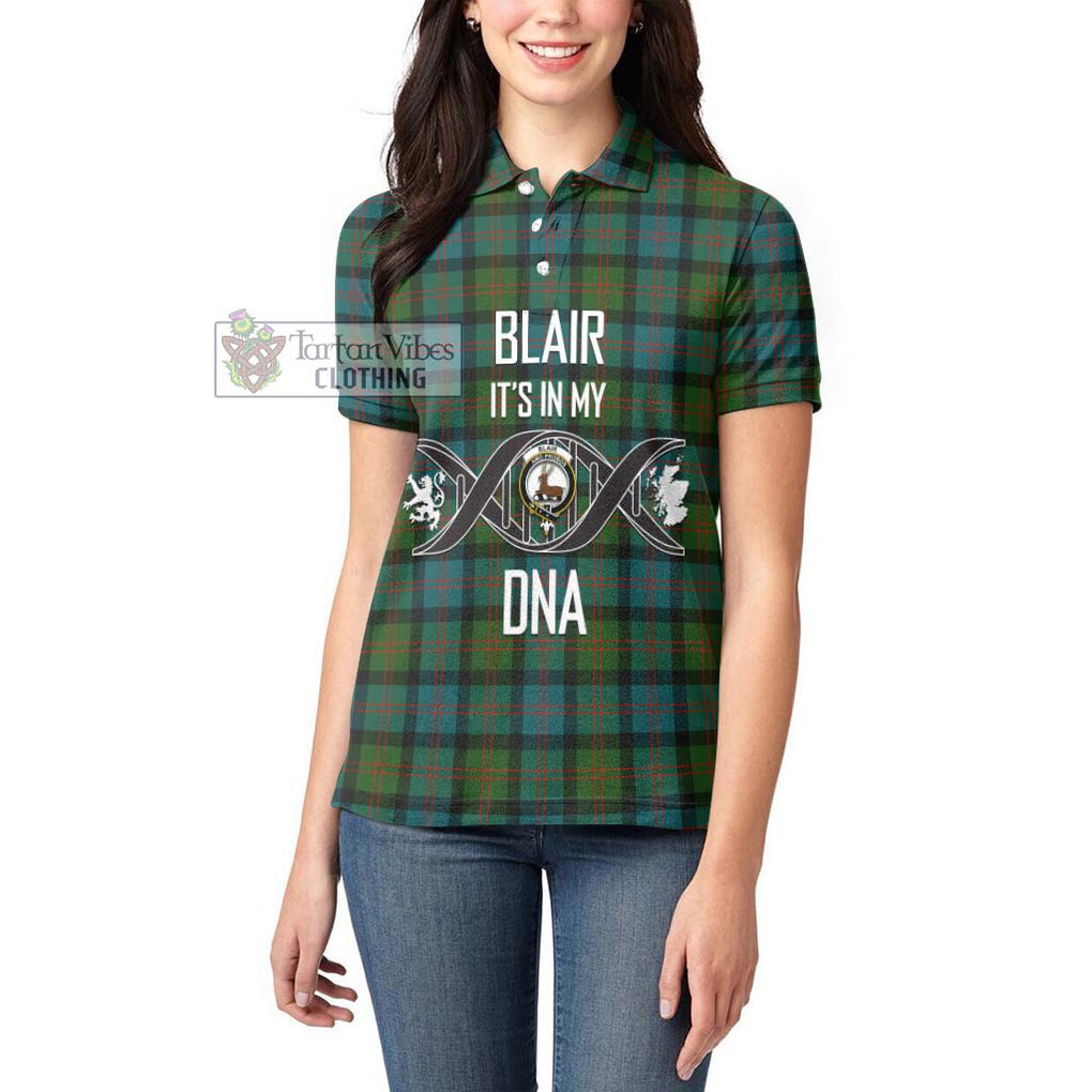 Blair Ancient Tartan Women's Polo Shirt with Family Crest DNA In Me Style Women - Tartanvibesclothing Shop