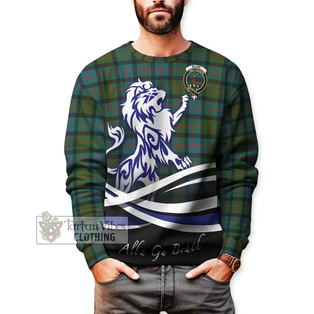 Blair Ancient Tartan Sweatshirt with Alba Gu Brath Regal Lion Emblem Unisex - Tartan Vibes Clothing