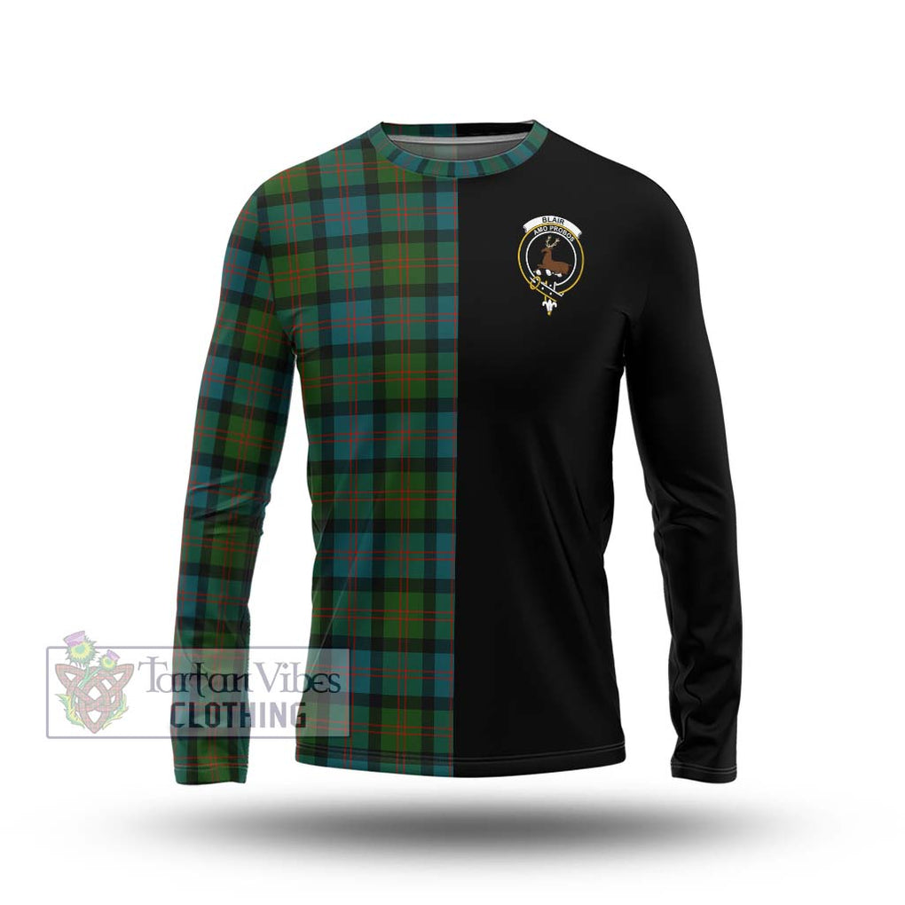 Blair Ancient Tartan Long Sleeve T-Shirt with Family Crest and Half Of Me Style Unisex - Tartanvibesclothing Shop