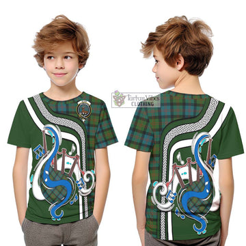 Blair Ancient Tartan Kid T-Shirt with Epic Bagpipe Style