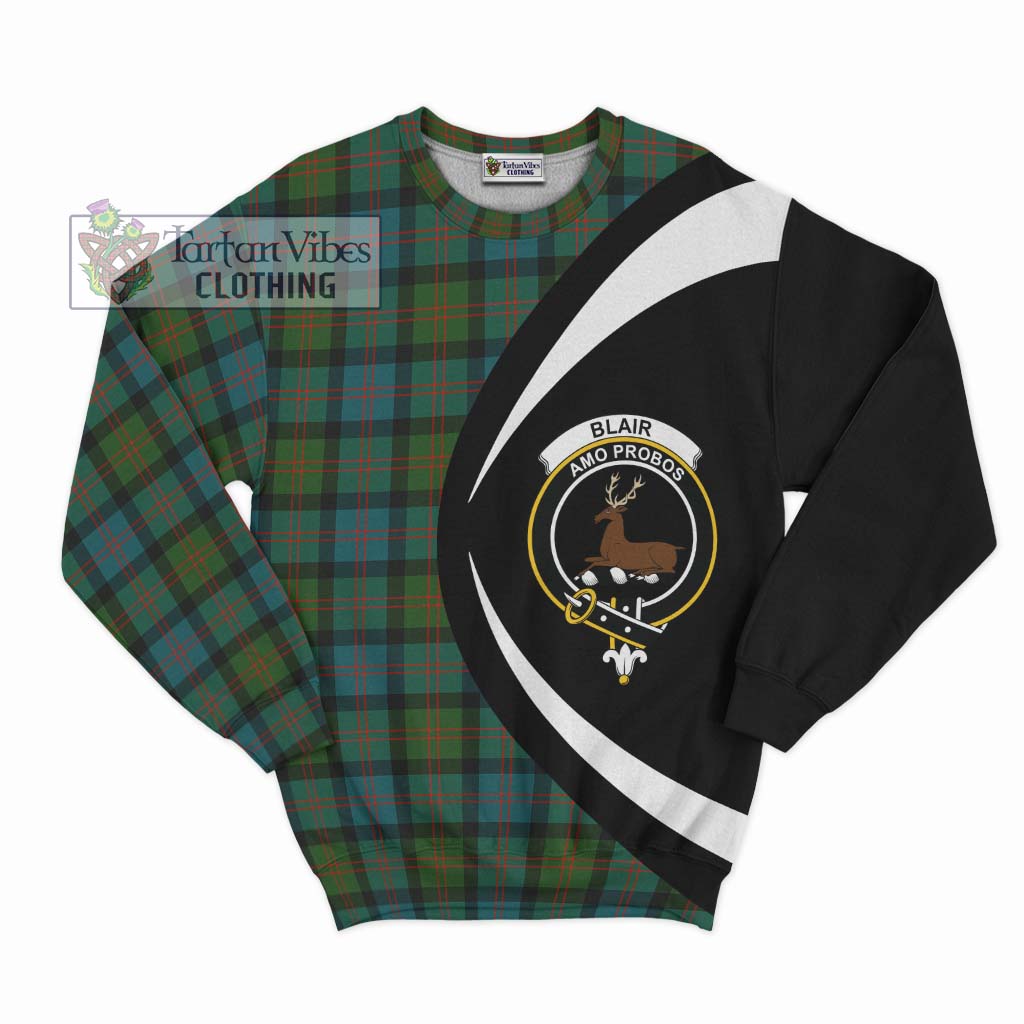 Blair Ancient Tartan Sweatshirt with Family Crest Circle Style Unisex - Tartan Vibes Clothing