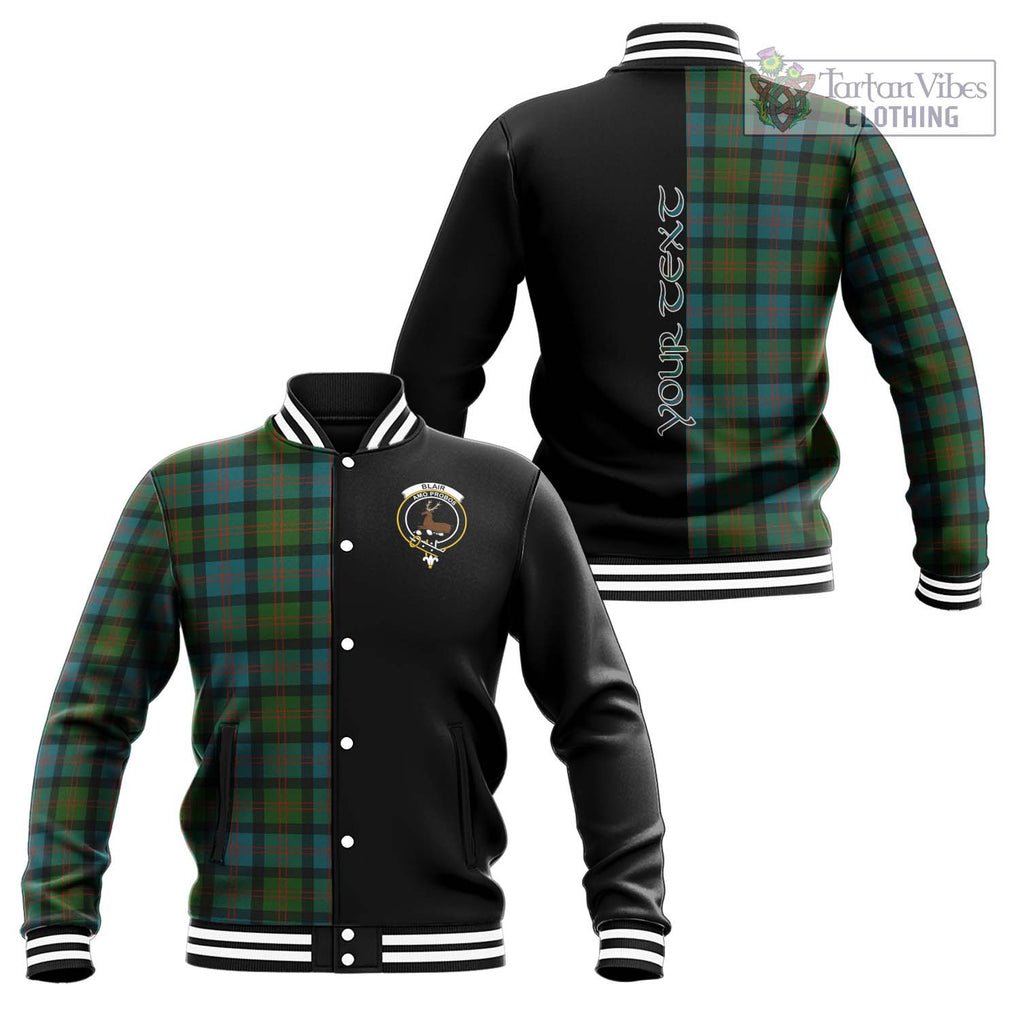 Blair Ancient Tartan Baseball Jacket with Family Crest and Half Of Me Style Unisex - Tartanvibesclothing Shop