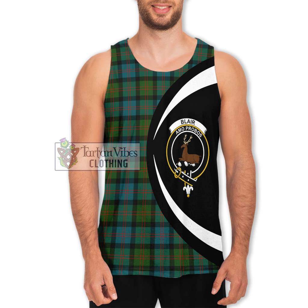 Blair Ancient Tartan Men's Tank Top with Family Crest Circle Style Men - Tartan Vibes Clothing