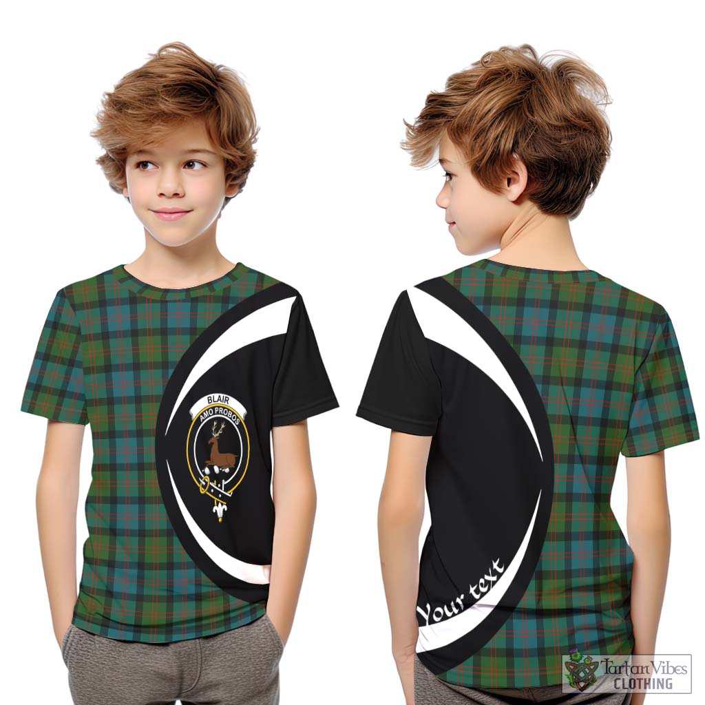 Blair Ancient Tartan Kid T-Shirt with Family Crest Circle Style Youth XL Size14 - Tartan Vibes Clothing