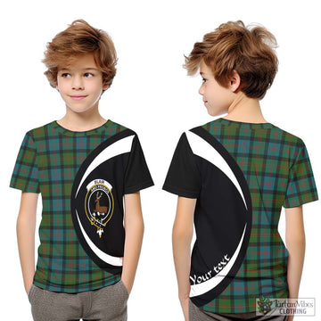 Blair Ancient Tartan Kid T-Shirt with Family Crest Circle Style