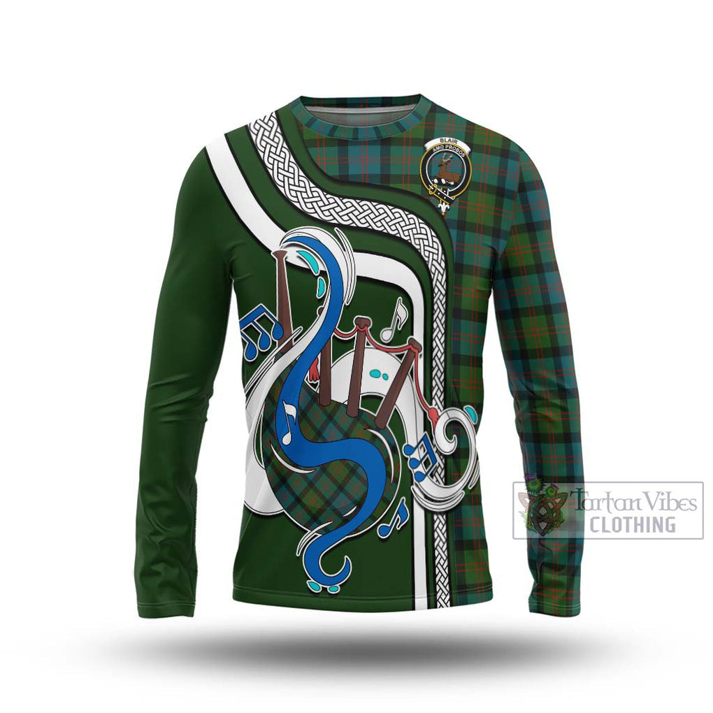 Tartan Vibes Clothing Blair Ancient Tartan Long Sleeve T-Shirt with Epic Bagpipe Style