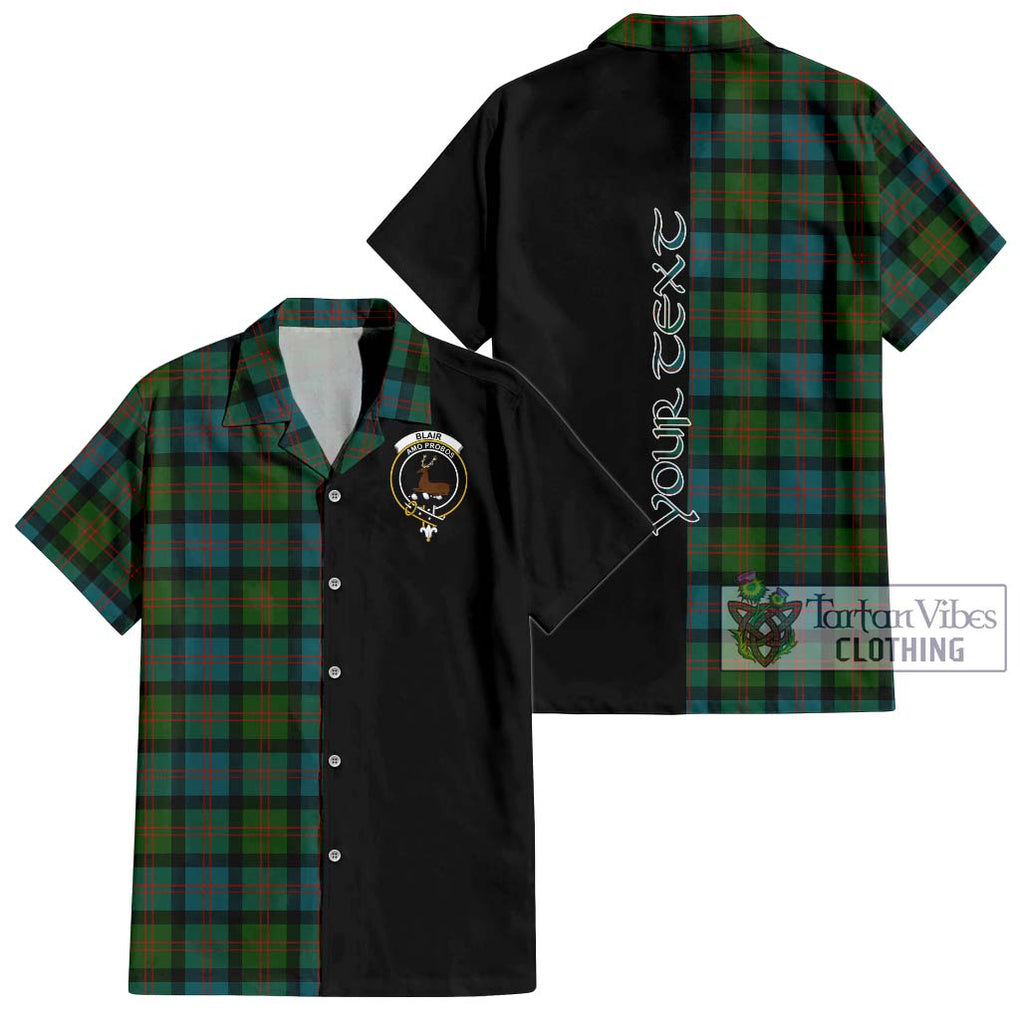 Blair Ancient Tartan Short Sleeve Button Shirt with Family Crest and Half Of Me Style Kid - Tartanvibesclothing Shop