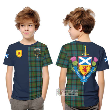 Blair Ancient Tartan Kid T-Shirt Alba with Scottish Lion Royal Arm Half Style