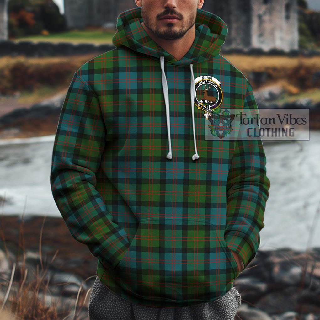 Blair Ancient Tartan Cotton Hoodie with Family Crest Pullover Hoodie XS - Tartan Vibes Clothing