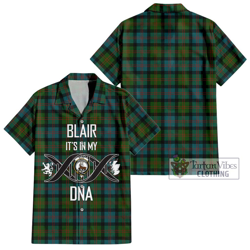 Blair Ancient Tartan Short Sleeve Button Shirt with Family Crest DNA In Me Style Kid - Tartanvibesclothing Shop