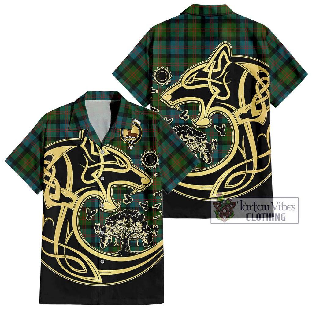 Blair Ancient Tartan Short Sleeve Button Shirt with Family Crest Celtic Wolf Style Kid - Tartan Vibes Clothing