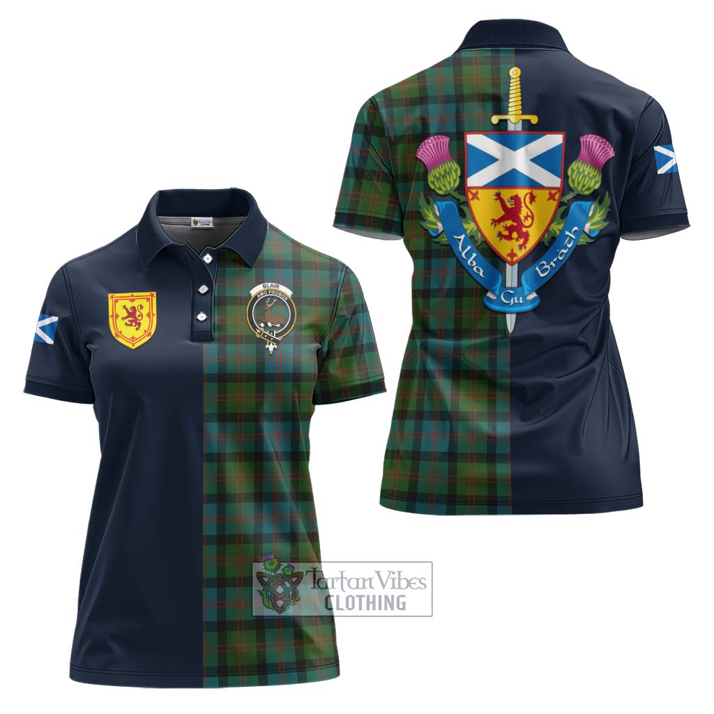 Tartan Vibes Clothing Blair Ancient Tartan Women's Polo Shirt with Scottish Lion Royal Arm Half Style