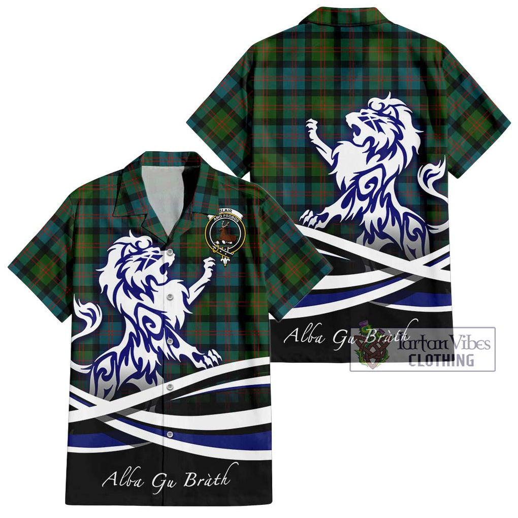 Blair Ancient Tartan Short Sleeve Button Shirt with Alba Gu Brath Regal Lion Emblem Kid - Tartanvibesclothing Shop