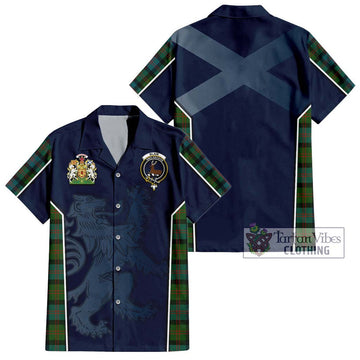 Blair Ancient Tartan Short Sleeve Button Shirt with Family Crest and Lion Rampant Vibes Sport Style