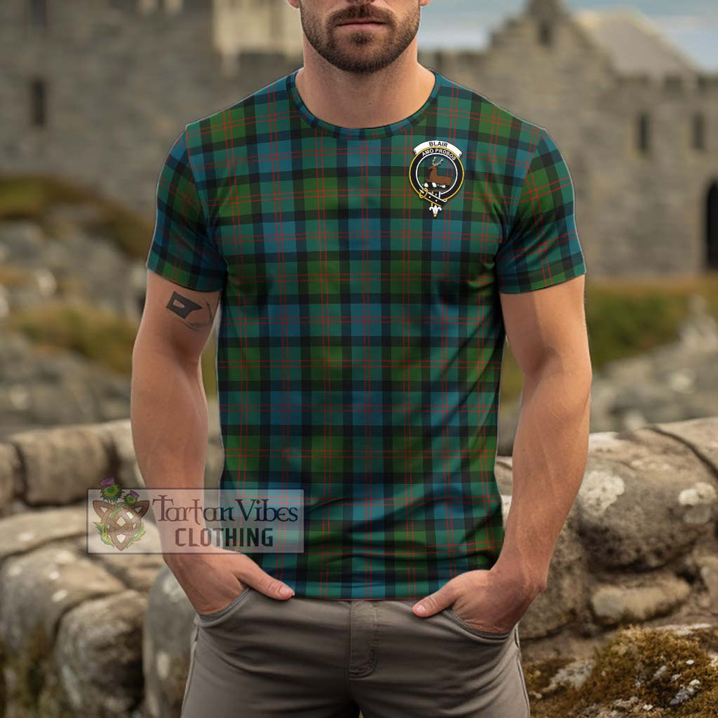 Blair Ancient Tartan Cotton T-Shirt with Family Crest Men's Shirt - Tartanvibesclothing Shop