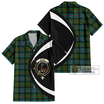 Blair Ancient Tartan Short Sleeve Button Up with Family Crest Circle Style