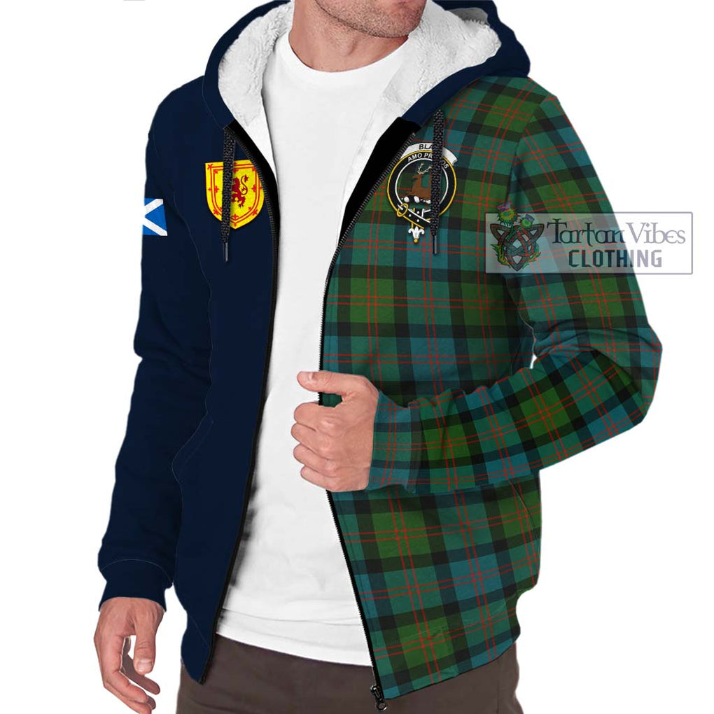 Tartan Vibes Clothing Blair Ancient Tartan Sherpa Hoodie with Scottish Lion Royal Arm Half Style