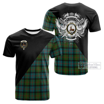 Blair Ancient Tartan Cotton T-shirt with Family Crest and Military Logo Style