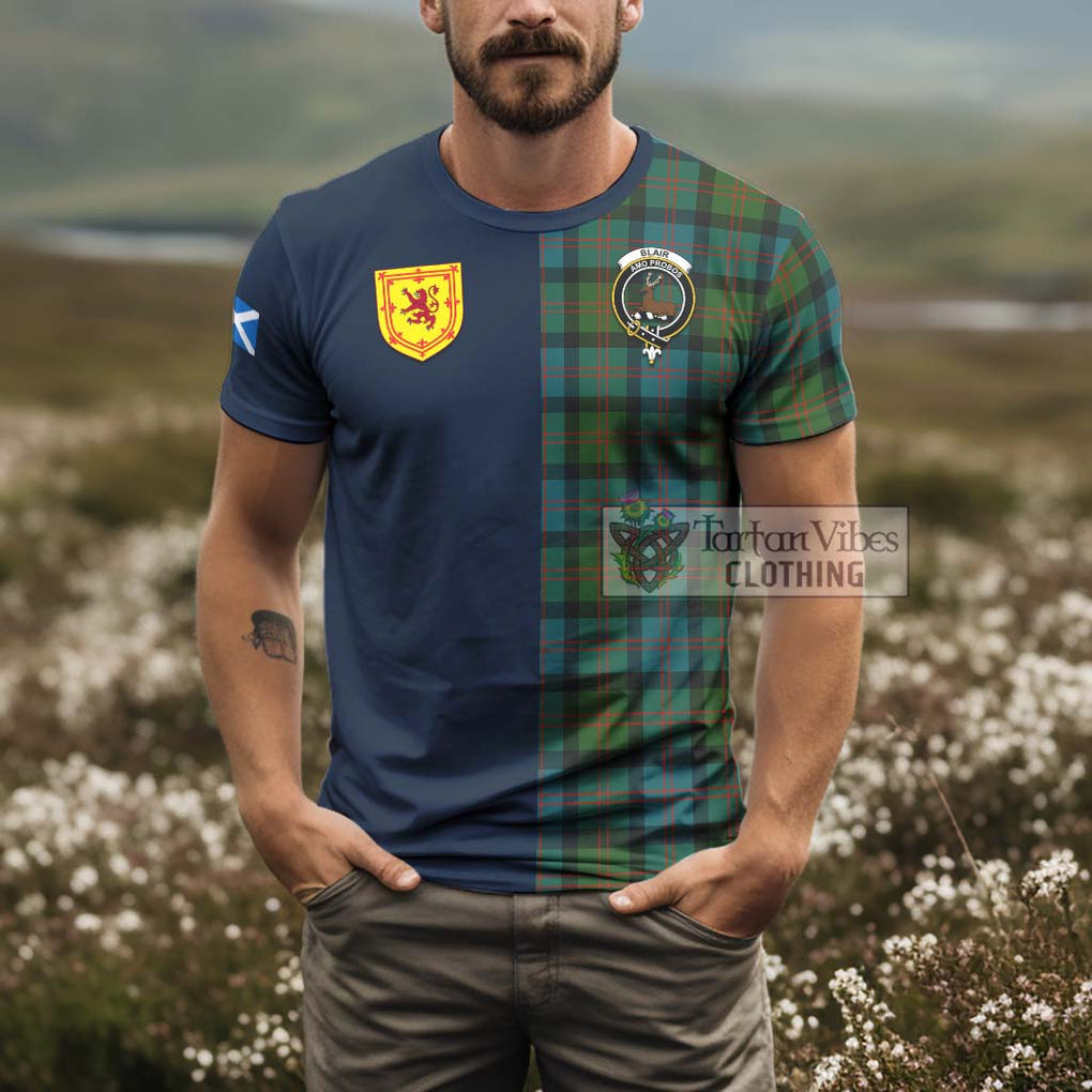 Tartan Vibes Clothing Blair Ancient Tartan T-Shirt Alba with Scottish Lion Royal Arm Half Style