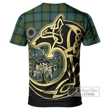 Blair Ancient Tartan T-Shirt with Family Crest Celtic Wolf Style