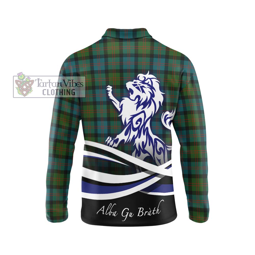 Blair Ancient Tartan Long Sleeve Polo Shirt with Alba Gu Brath Regal Lion Emblem - Tartanvibesclothing Shop