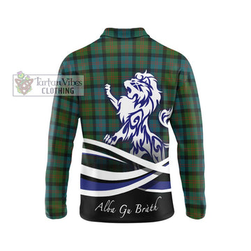 Blair Ancient Tartan Long Sleeve Polo Shirt with Alba Gu Brath Regal Lion Emblem