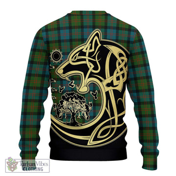 Blair Ancient Tartan Ugly Sweater with Family Crest Celtic Wolf Style