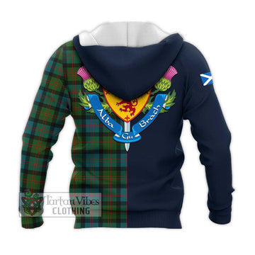 Blair Ancient Tartan Knitted Hoodie Alba with Scottish Lion Royal Arm Half Style