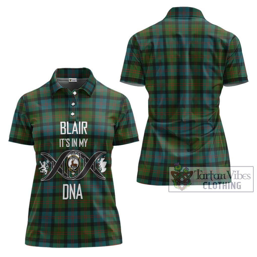 Blair Ancient Tartan Women's Polo Shirt with Family Crest DNA In Me Style - Tartanvibesclothing Shop