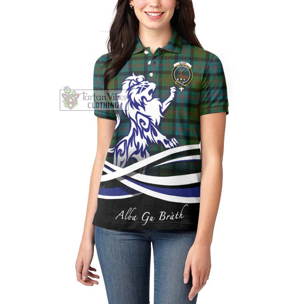 Blair Ancient Tartan Women's Polo Shirt with Alba Gu Brath Regal Lion Emblem - Tartanvibesclothing Shop