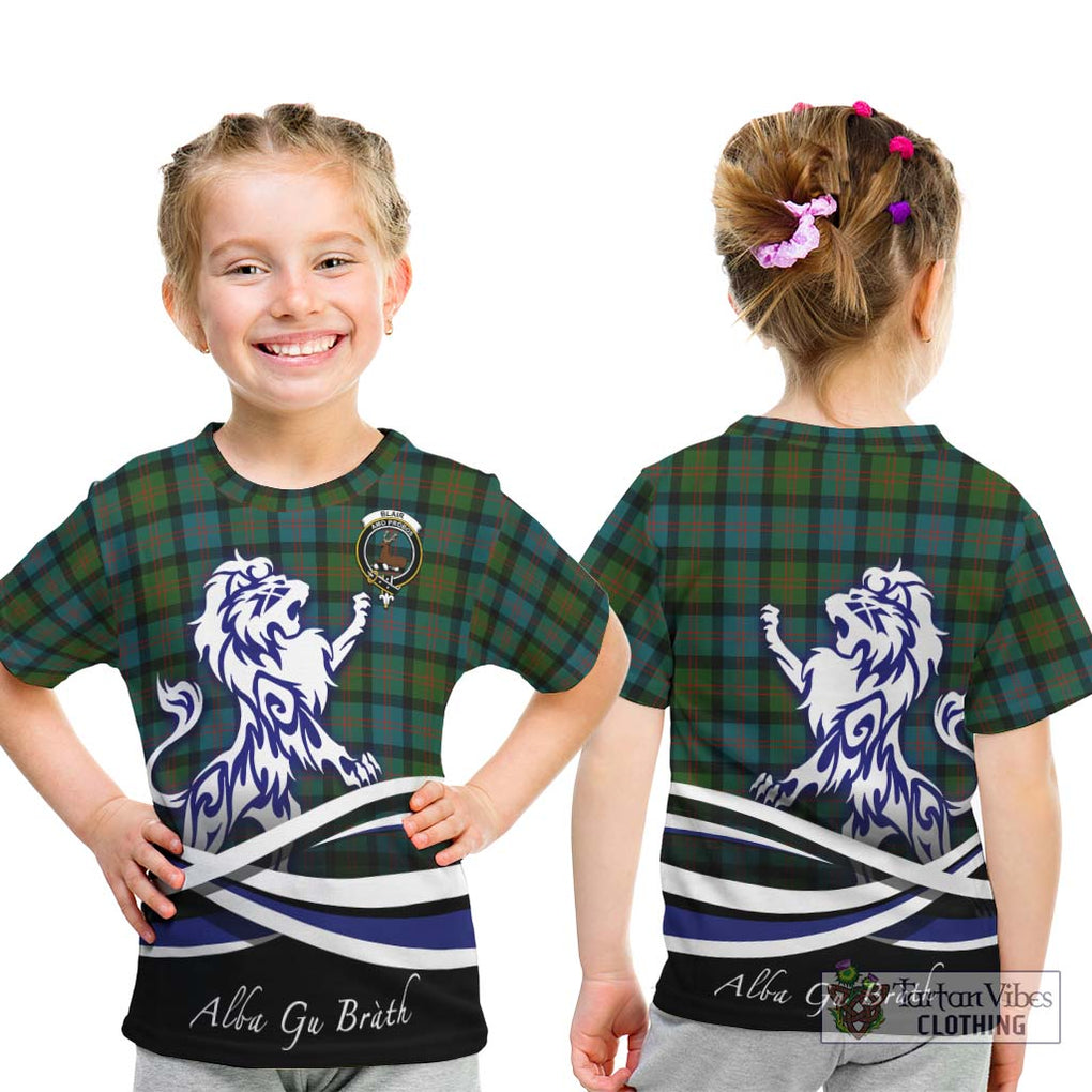 Blair Ancient Tartan Kid T-Shirt with Alba Gu Brath Regal Lion Emblem - Tartanvibesclothing Shop