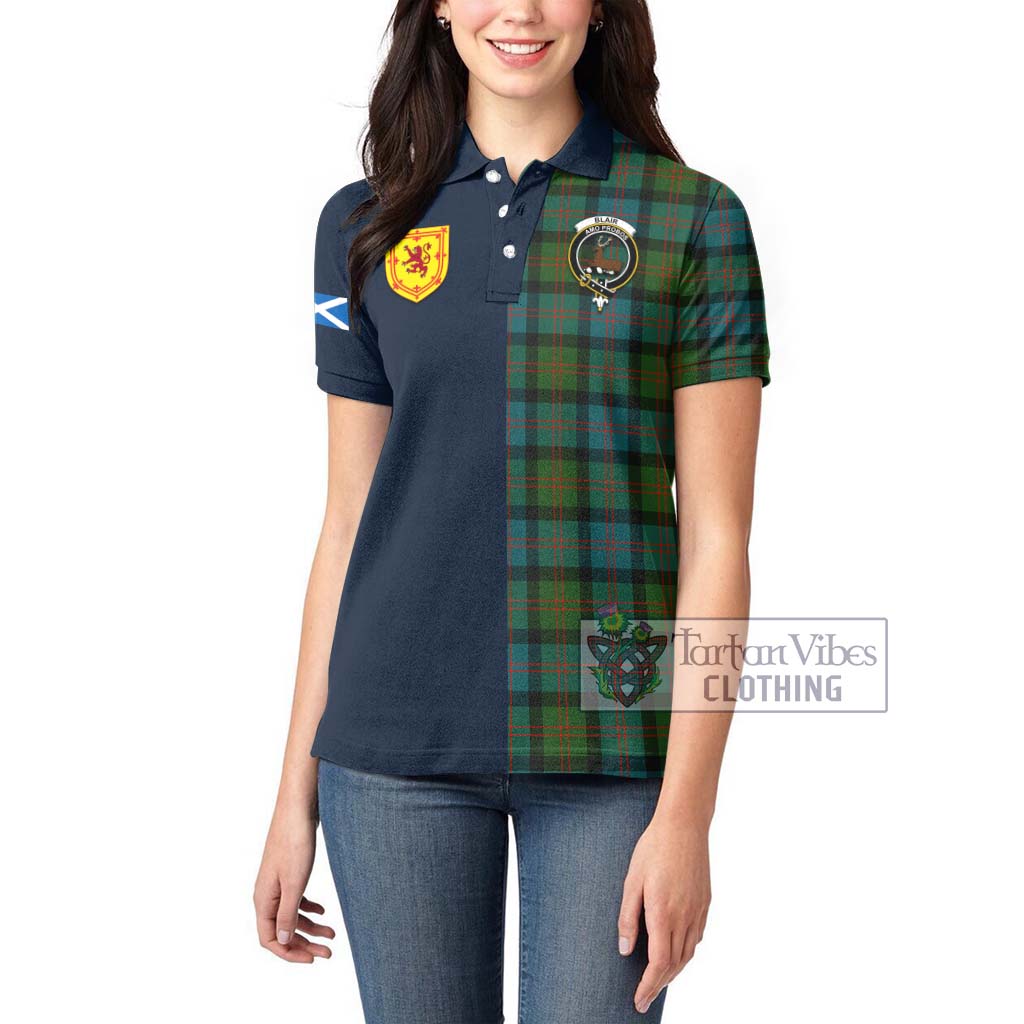 Tartan Vibes Clothing Blair Ancient Tartan Women's Polo Shirt with Scottish Lion Royal Arm Half Style