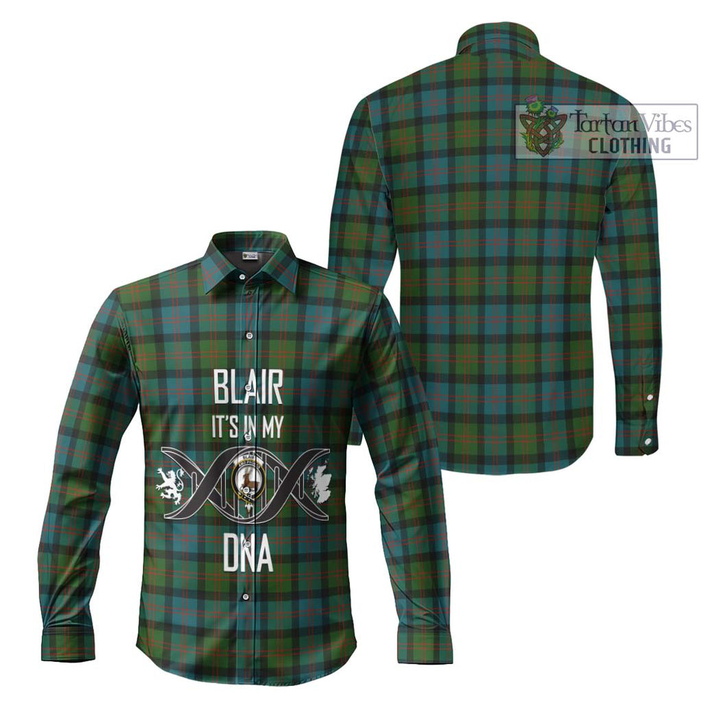 Blair Ancient Tartan Long Sleeve Button Shirt with Family Crest DNA In Me Style Men's Shirt - Tartanvibesclothing Shop