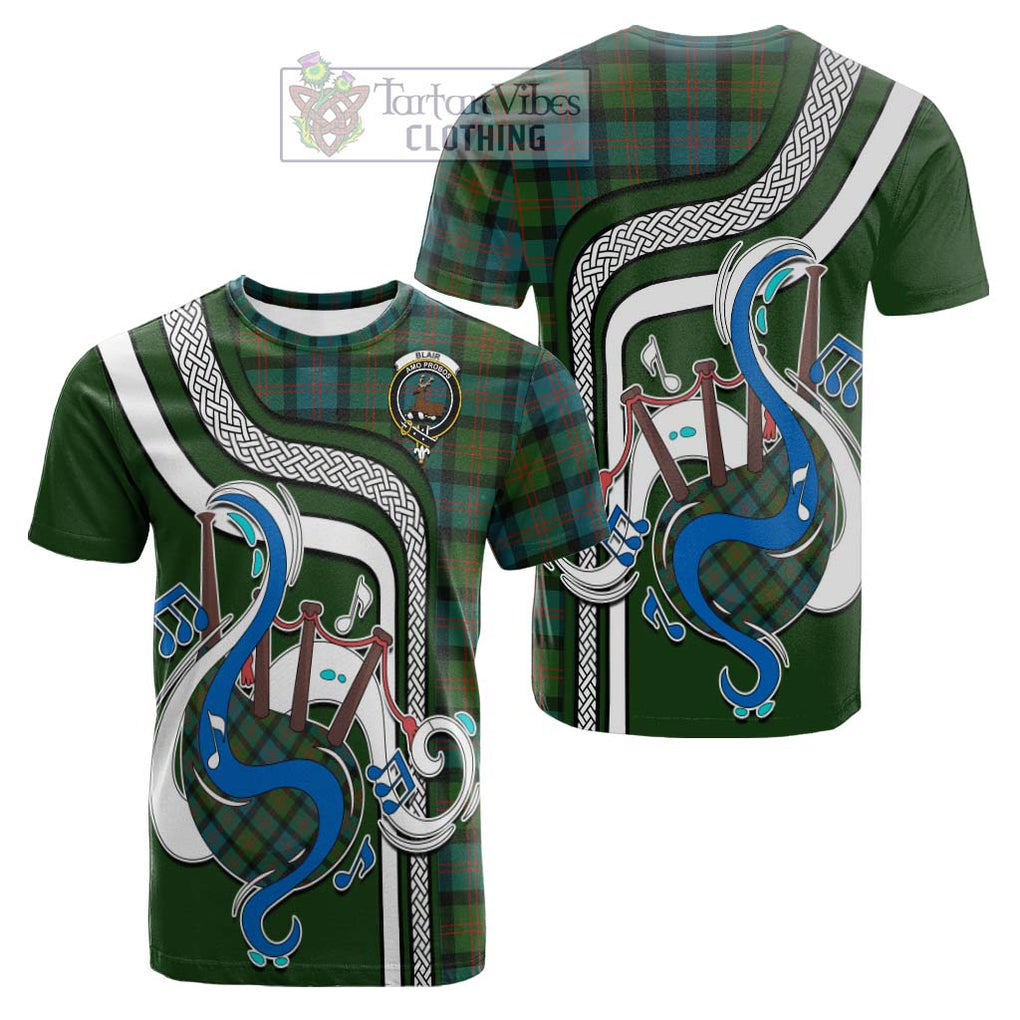 Tartan Vibes Clothing Blair Ancient Tartan Cotton T-shirt with Epic Bagpipe Style