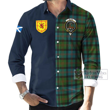 Blair Ancient Tartan Long Sleeve Button Shirt Alba with Scottish Lion Royal Arm Half Style