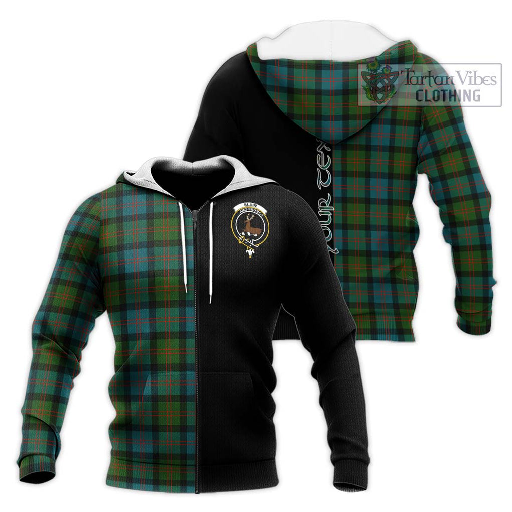 Blair Ancient Tartan Knitted Hoodie with Family Crest and Half Of Me Style Unisex Knitted Zip Hoodie - Tartanvibesclothing Shop