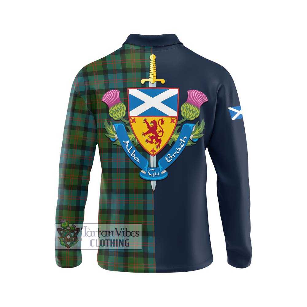 Tartan Vibes Clothing Blair Ancient Tartan Long Sleeve Polo Shirt with Scottish Lion Royal Arm Half Style