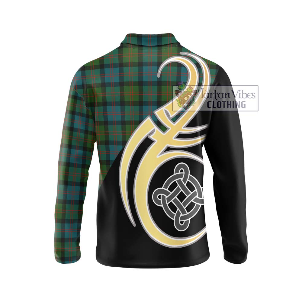 Blair Ancient Tartan Long Sleeve Polo Shirt with Family Crest and Celtic Symbol Style - Tartan Vibes Clothing